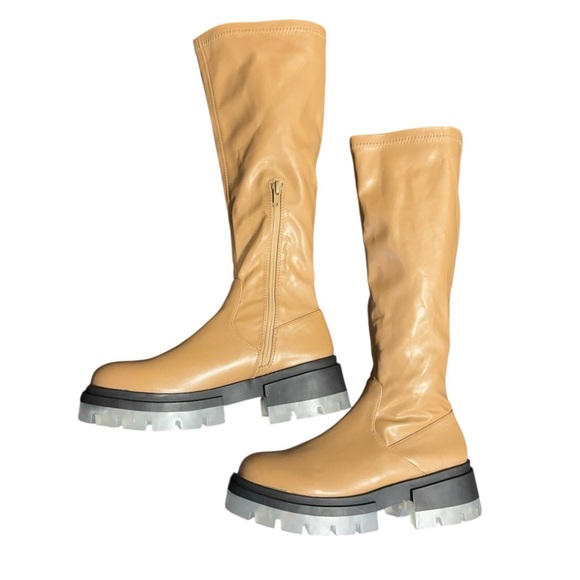 Nasty Gal Ice Sole Faux Leather Tan Boots - Picture 5 of 5